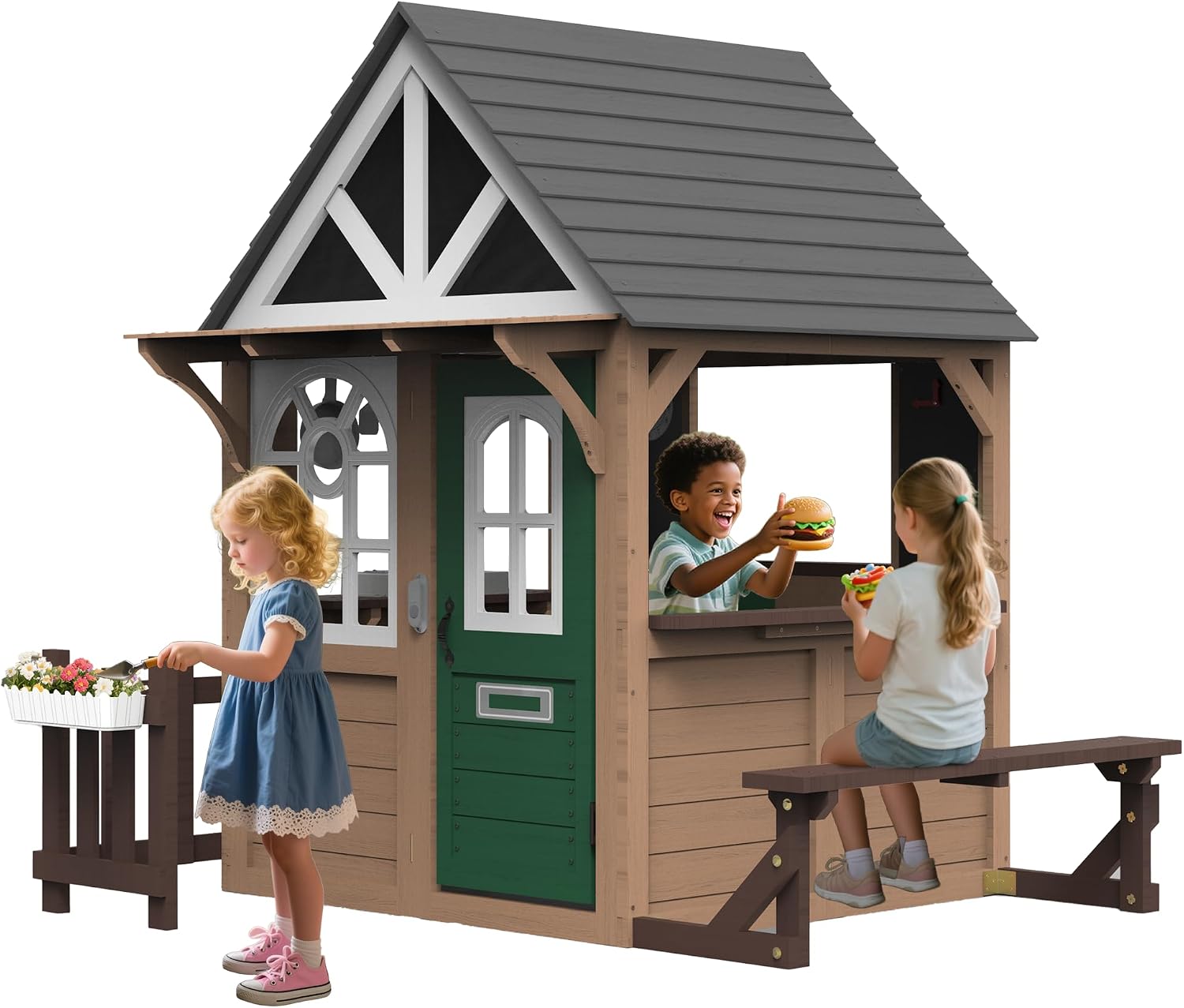 Kids Outdoor Playhouse - Seizeen Outdoor-Spielhaus für Kinder, Fichtenholz-Kinderhaus für