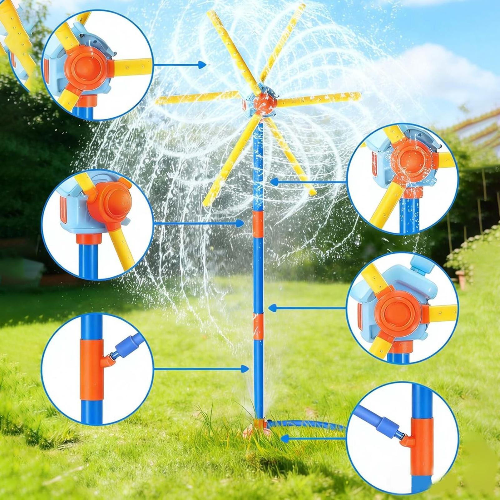 Kids Outdoor Garden Set - Kinder-Sprinkler-Windmühle, lustiger Sprinkler mit 54 Düsen,