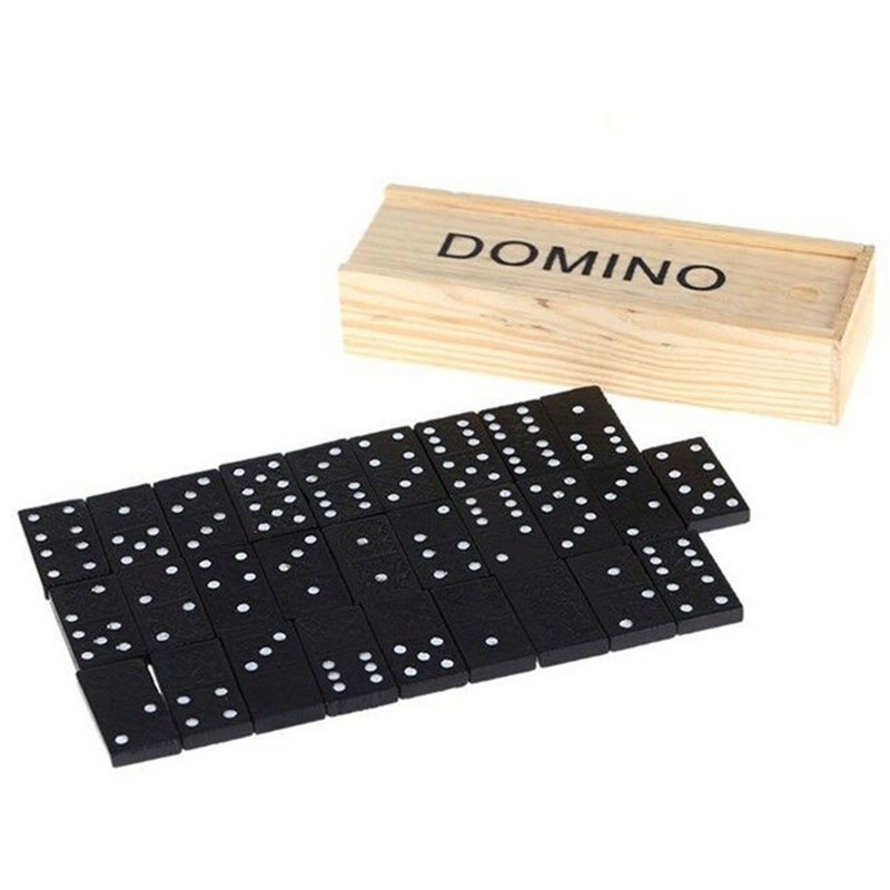 Kids Outdoor Table - 28-teiliges Set Holz-Domino Brettspiele Tischspiel Domino-Spielzeug