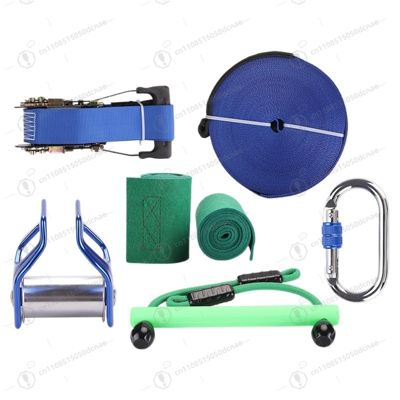 Kids Outdoor Obstacle Course Equipment - Kinder-Slackline-Trainingsset, Monkey Bar Zipline-Seilzug-Set, Outdoor-Balance-Kletter-Hindernisparcours-Spielgeräte für
