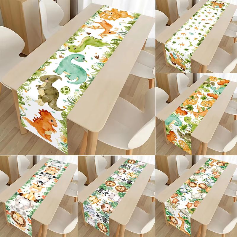 Kids Outdoor Dining Table - VIKAMA Kinder-Tischläufer mit Dinosaurier-, Wildtier- und