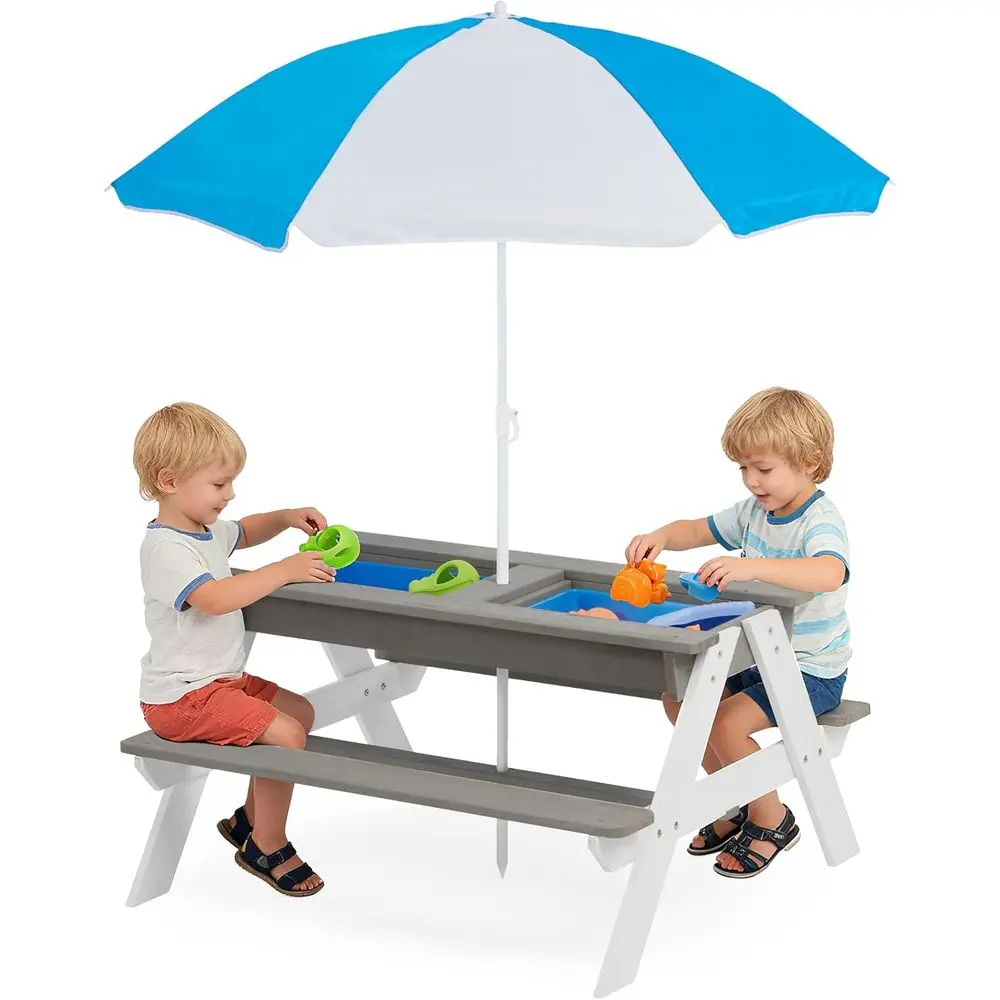 Kids Outdoor Table - Konvertierbarer 3-in-1 Holz-Picknicktisch für Kinder, Outdoor-Sand-