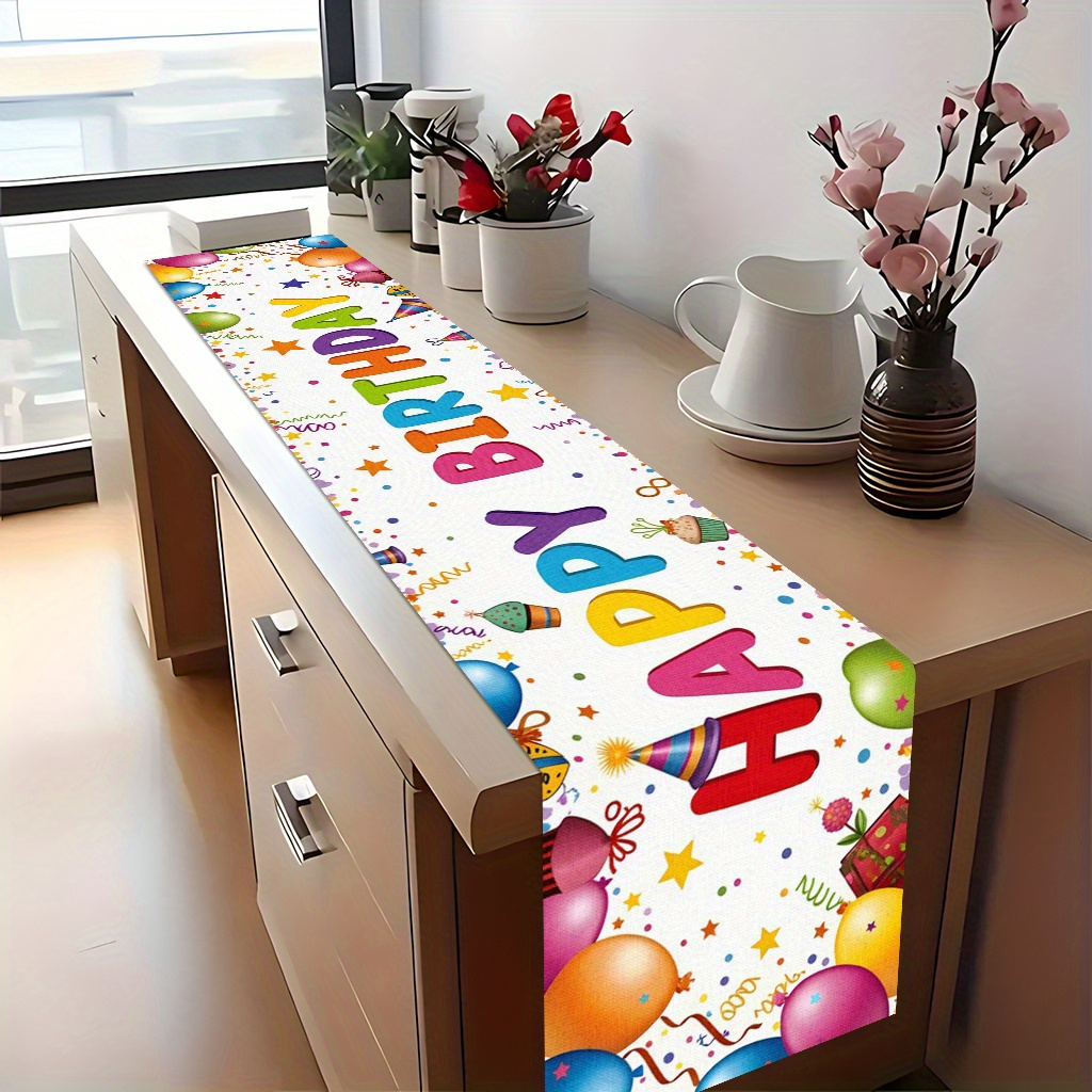Kids Outdoor Dining Table - Tischläufer mit Geburtstagsfeier-Motiv – rechteckige Tischdecke