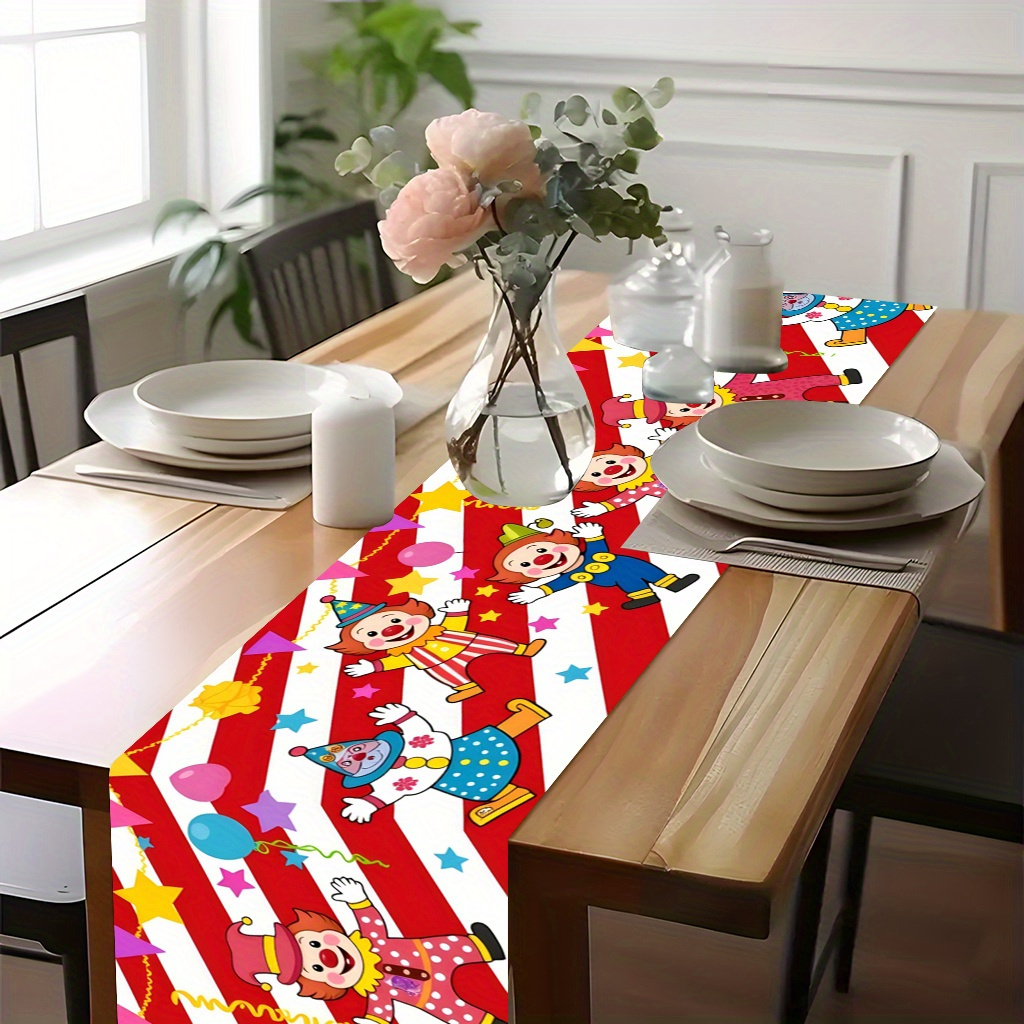 Kids Outdoor Dining Table - Zirkusclown-Tischläufer – Robuste rechteckige Tischdecke für