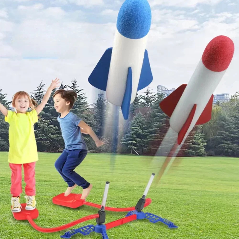 Kids Outdoor Jumping - Kinder Outdoor-Raketen-Fußpumpe, Outdoor-Luftdruck-Schleuder-Raketenanzug, Luftbetriebener Raketenwerfer-Spiel, Kinderspielzeug-Geschenke