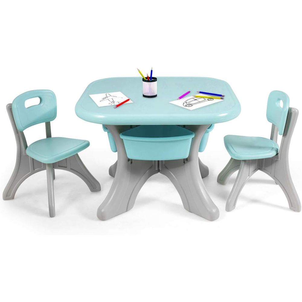 Kids Outdoor Chair And Table - Kindertisch und -stühle, 3-teiliges Aktivitätstisch-Set mit