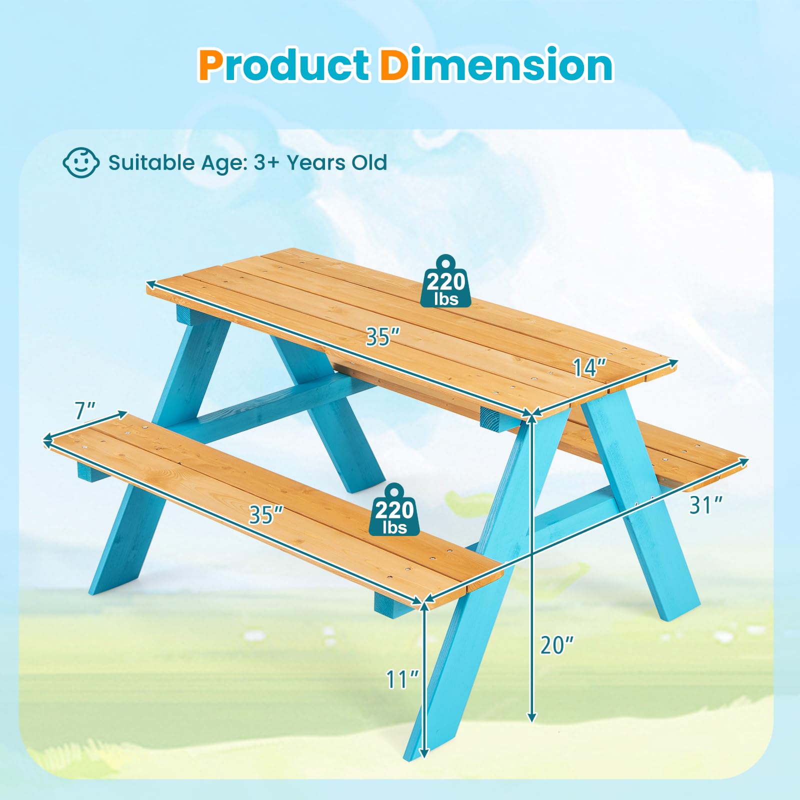 Z-CREAT Kinder-Picknicktisch-  – Kids Outdoor Chair And Table Bewertung und Preis