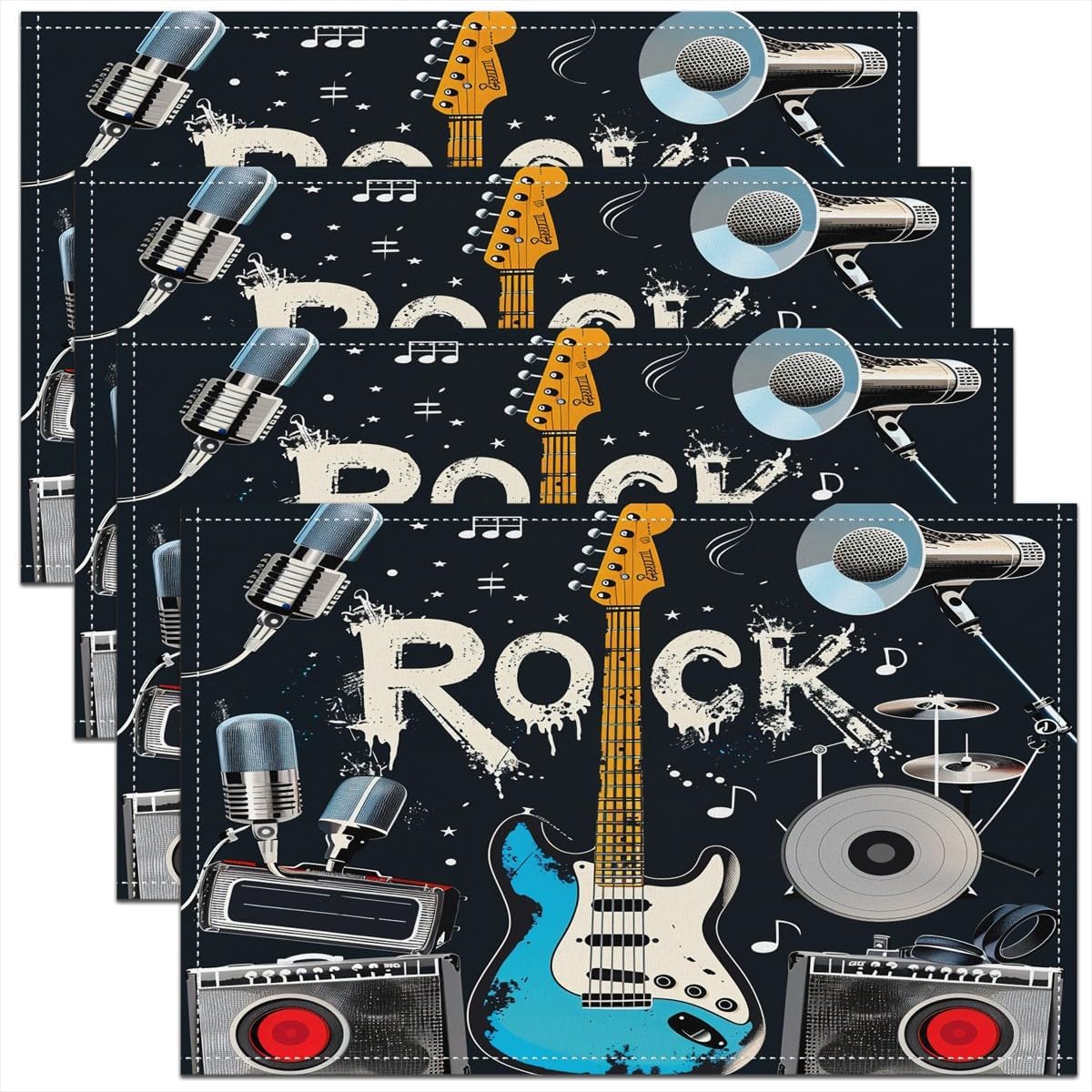 Rockmusik-Tischsets, 4er-Set,  – Kids Outdoor Dining Table Bewertung und Preis