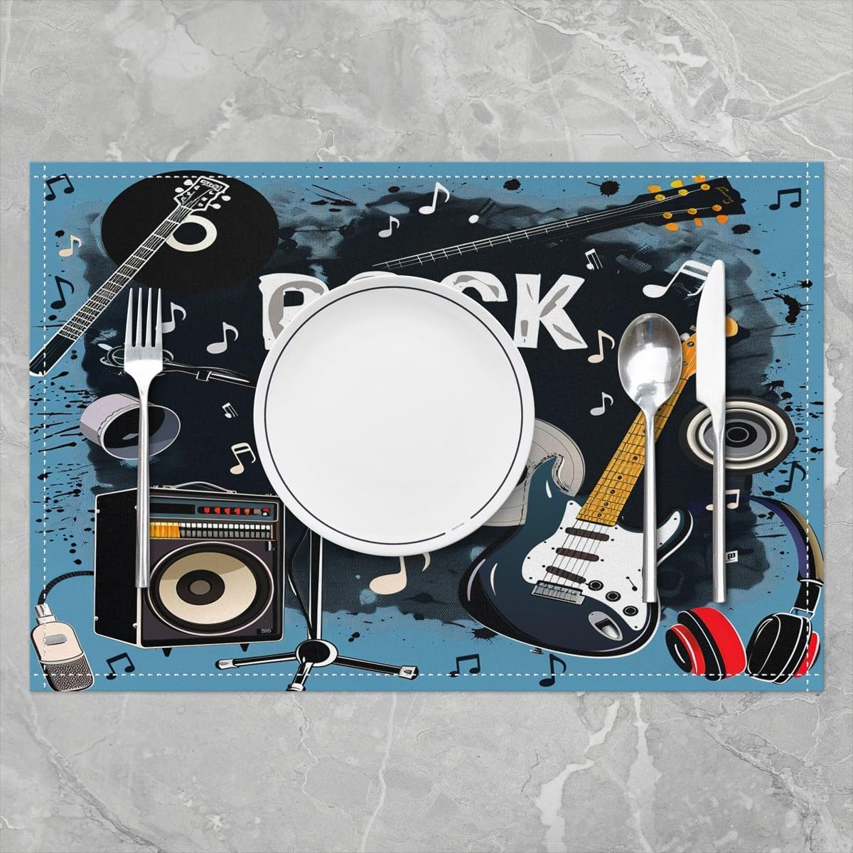 Rockmusik-Tischsets, 4er-Set,  – Kids Outdoor Dining Table Bewertung und Preis