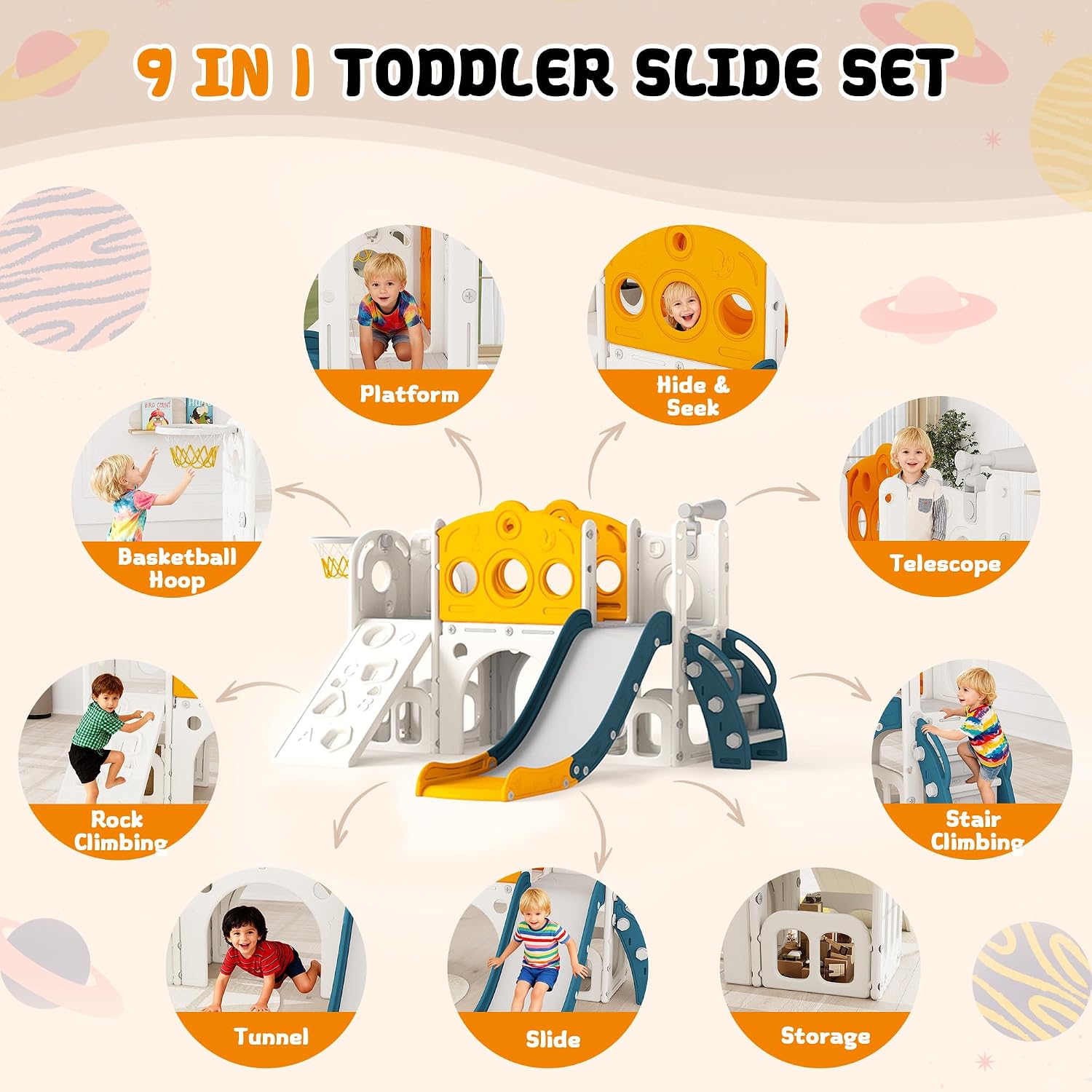 9-in-1 Kleinkind-Rutsche-Set S – Kids Outdoor Slide Set Bewertung und Preis